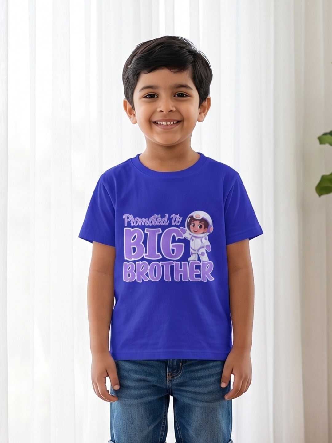 Promoted to Big Brother Astronaut Cotton T-Shirt for Kids