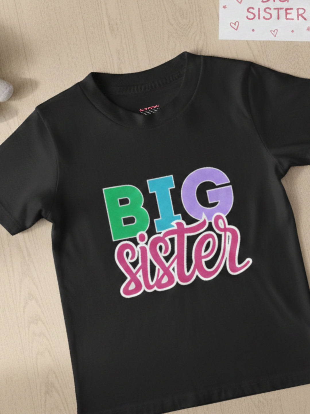 Big Sister Typography Cotton T-Shirt for Kids