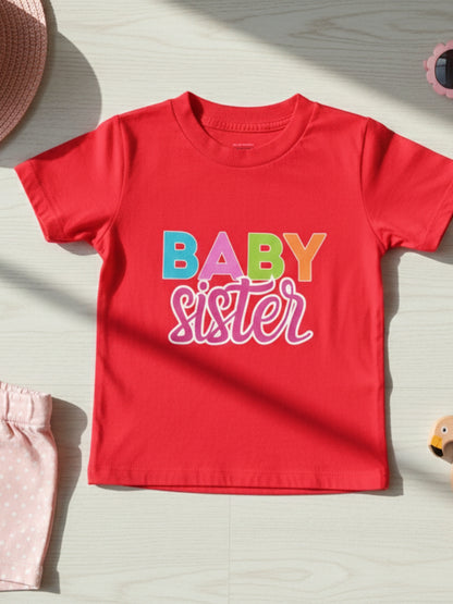 Baby Sister Typography Cotton T-Shirt for Kids
