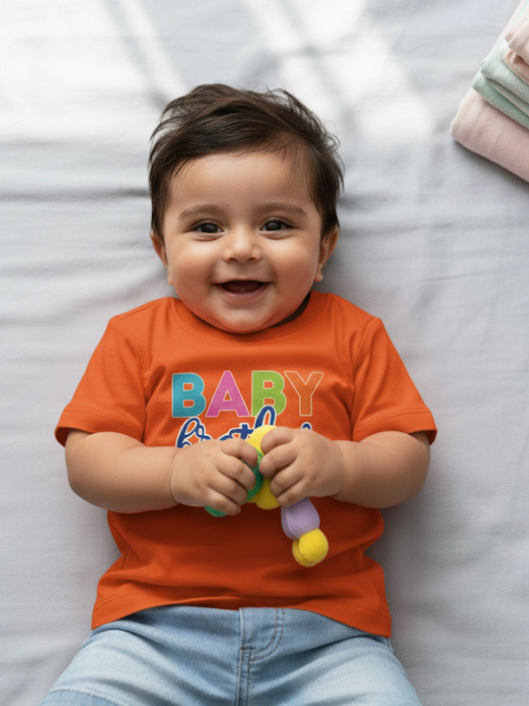 Baby Brother Typography Cotton T-Shirt for Kids