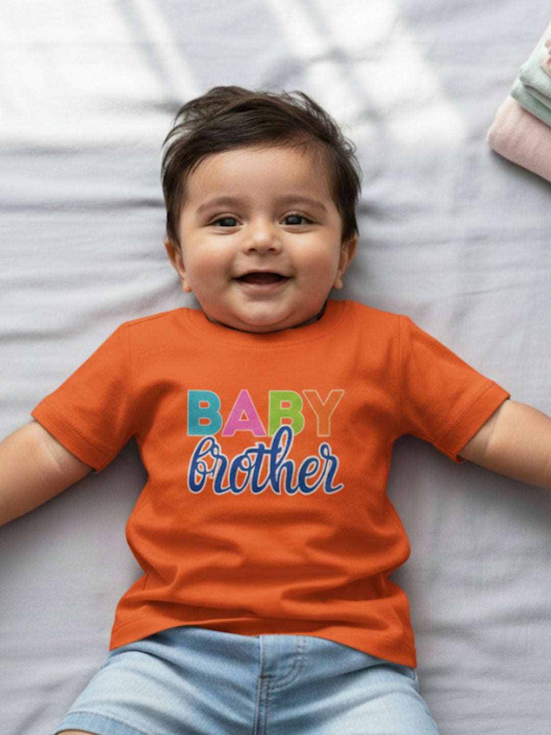 Baby Brother Typography Cotton T-Shirt for Kids