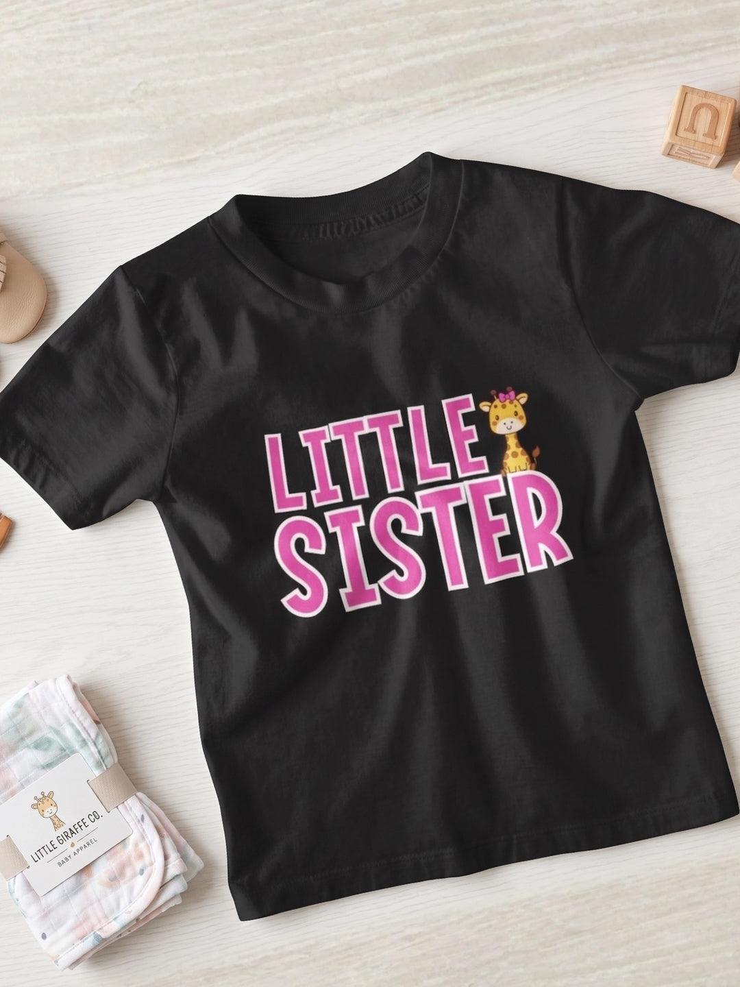 Little Sister Giraffe Print Kids T-shirt