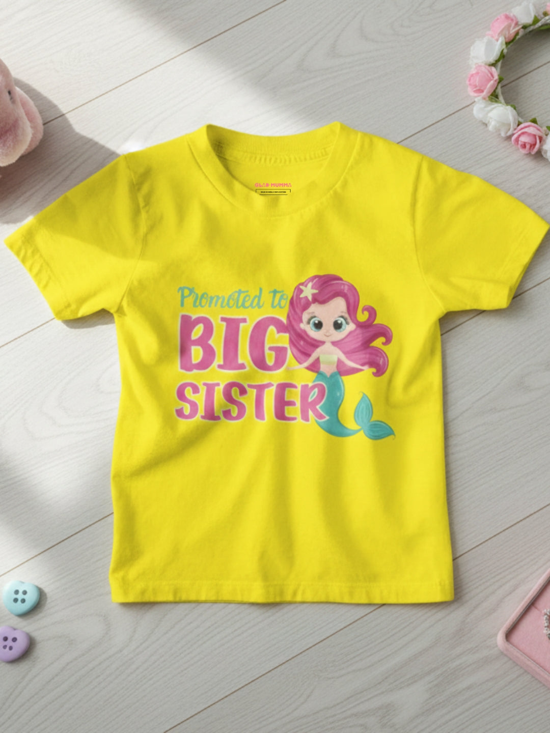 Promoted to Big Sister Mermaid Kids Cotton T-shirt