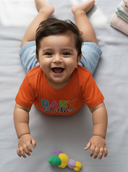 Baby Brother Typography Cotton T-Shirt for Kids