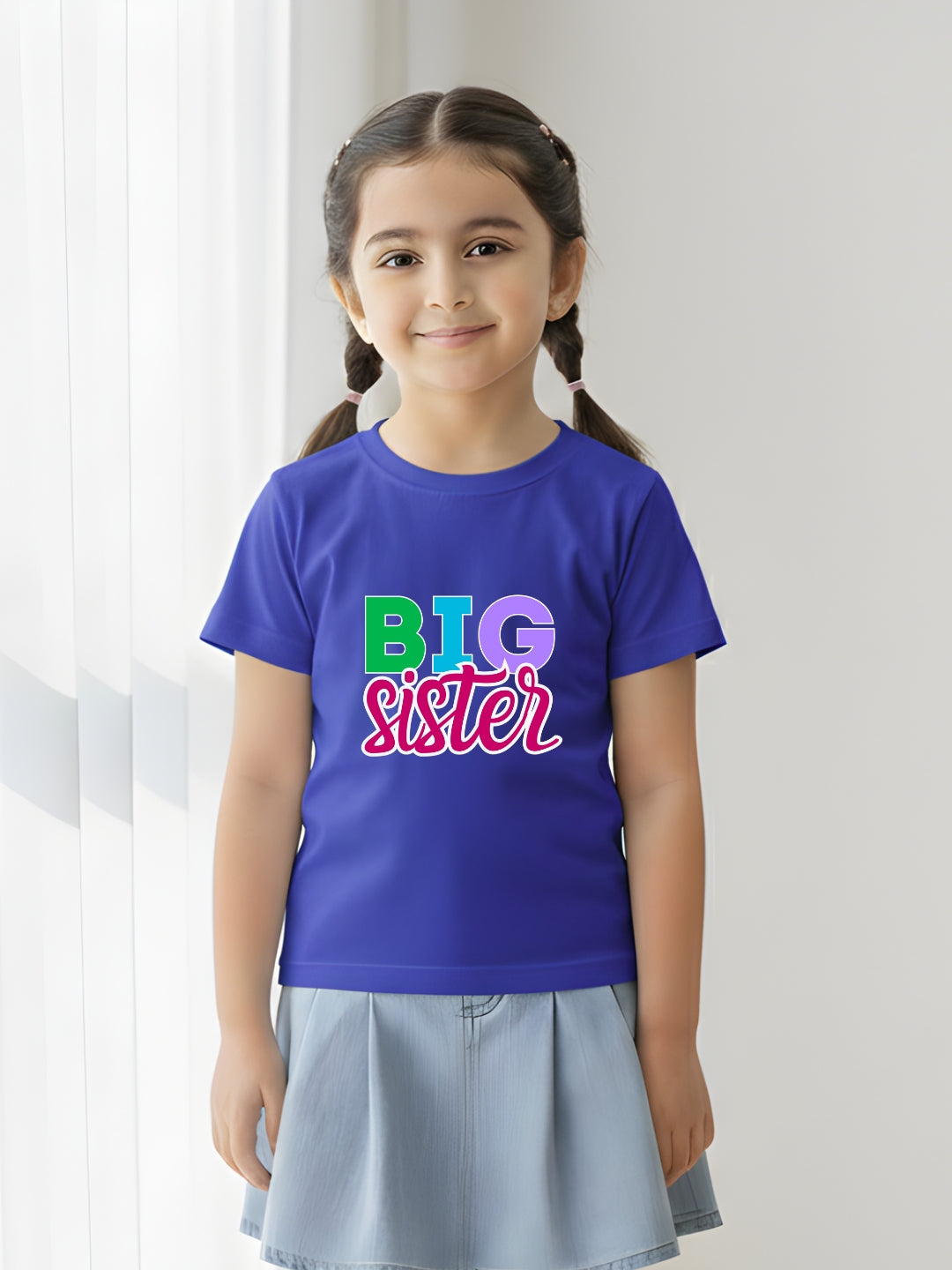 Big Sister Typography Cotton T-Shirt for Kids