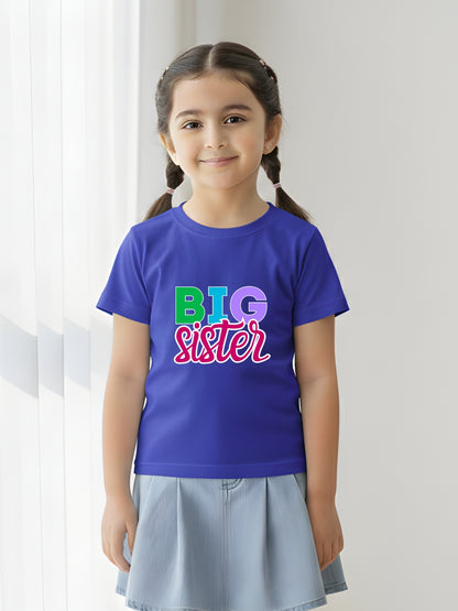 Big Sister Typography Cotton T-Shirt for Kids
