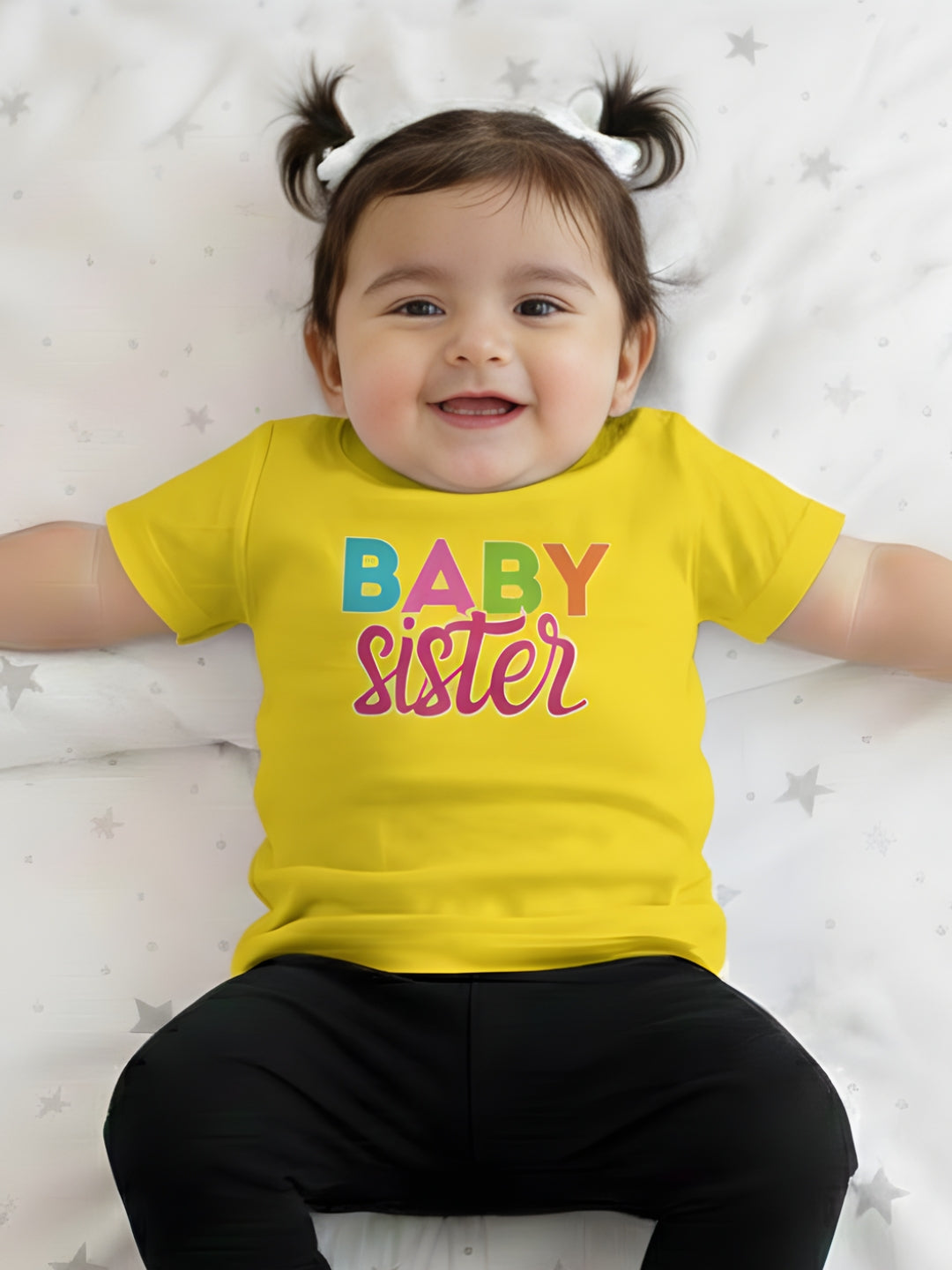 Baby Sister Typography Cotton T-Shirt for Kids