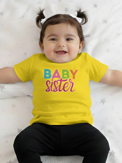 Baby Sister Typography Cotton T-Shirt for Kids