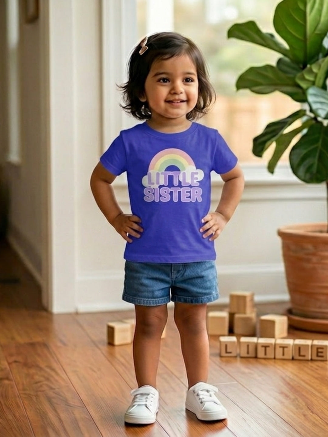 Little Sister Rainbow T-Shirt for Kids