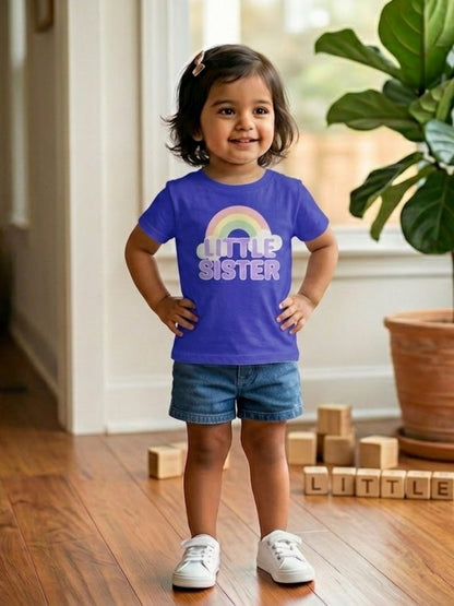 Little Sister Rainbow T-Shirt for Kids