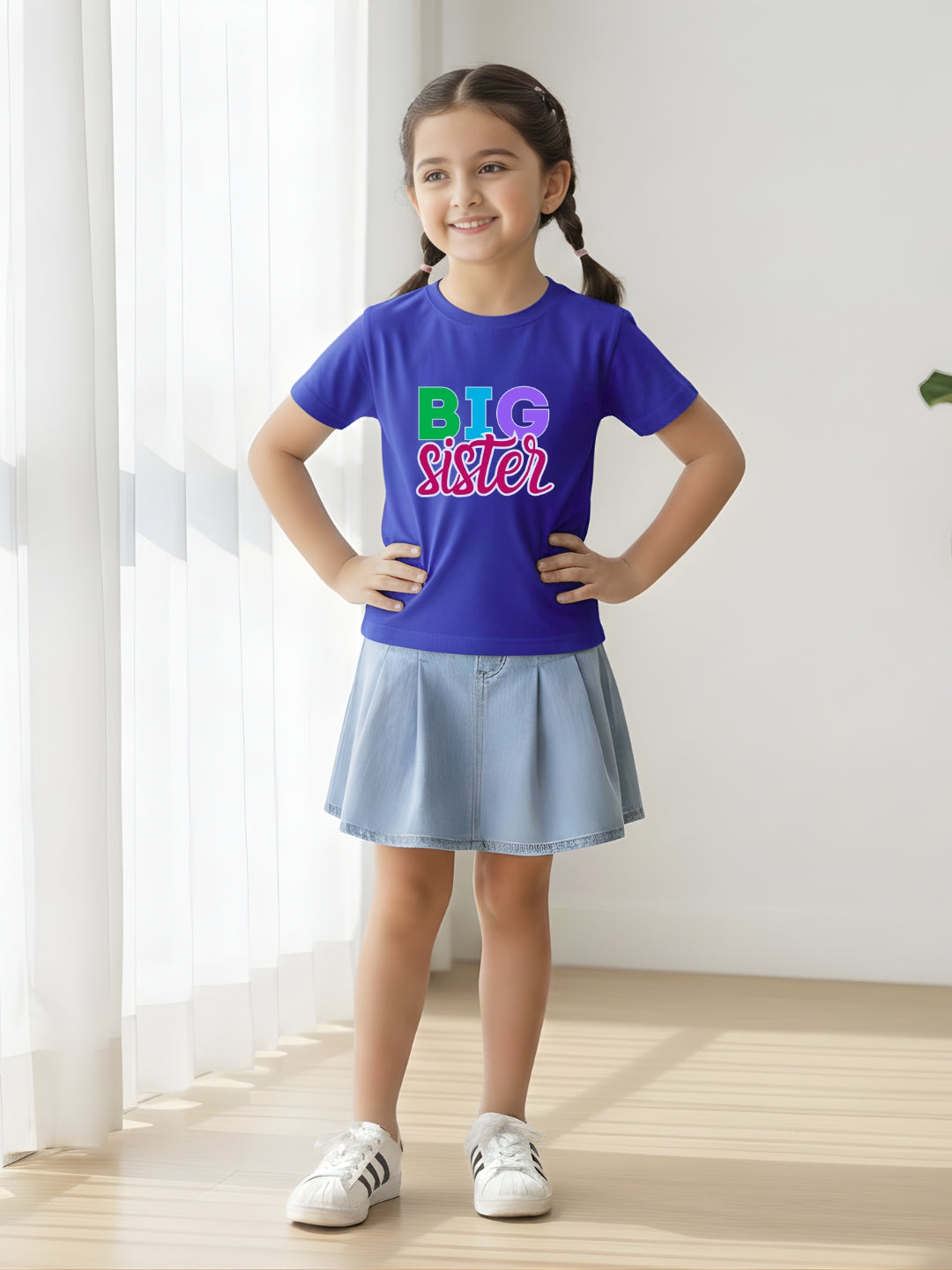 Big Sister Typography Cotton T-Shirt for Kids