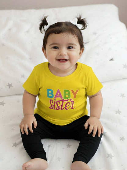 Baby Sister Typography Cotton T-Shirt for Kids