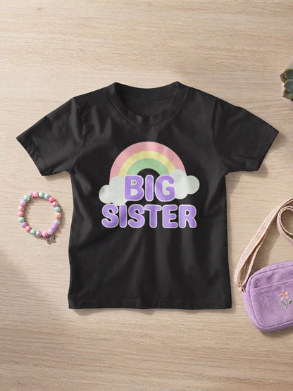 Big Sister Rainbow Printed Cotton T-Shirt for Kids