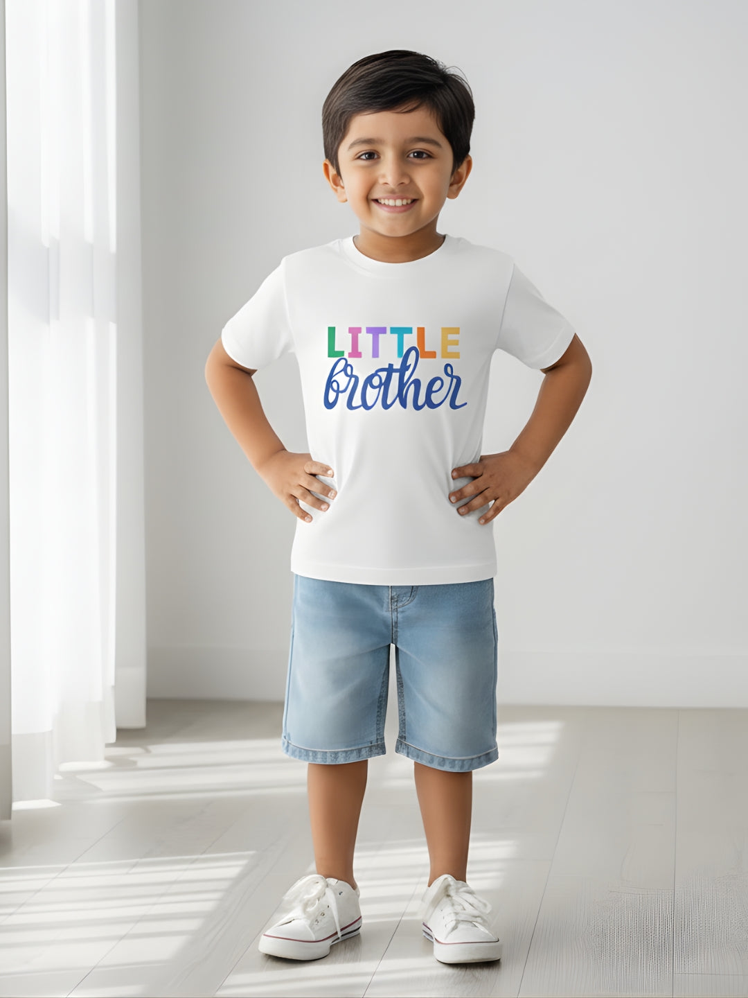 Little Brother Cotton T-Shirt for Kids Boys