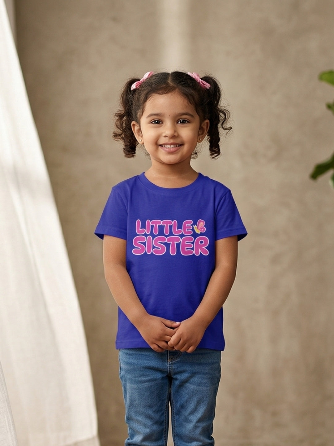 Little Sister Butterfly Kids Cotton T-shirt