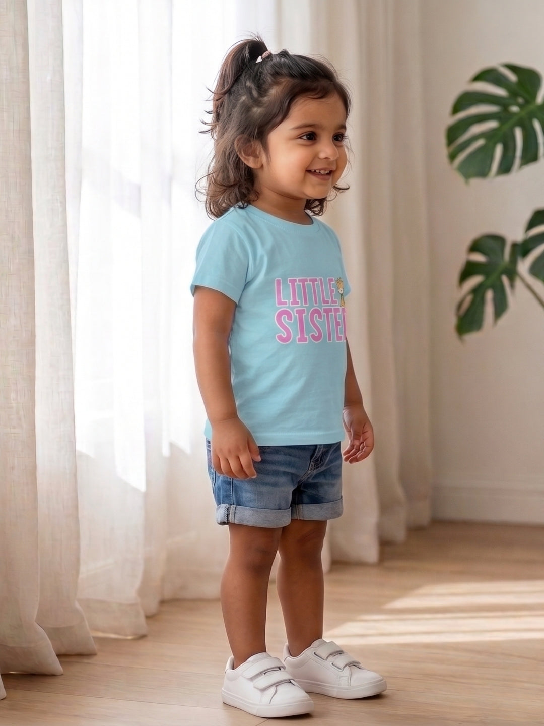 Little Sister Giraffe Print Kids T-shirt