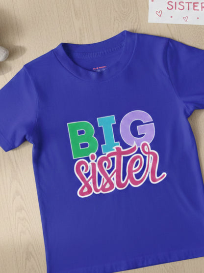 Big Sister Typography Cotton T-Shirt for Kids