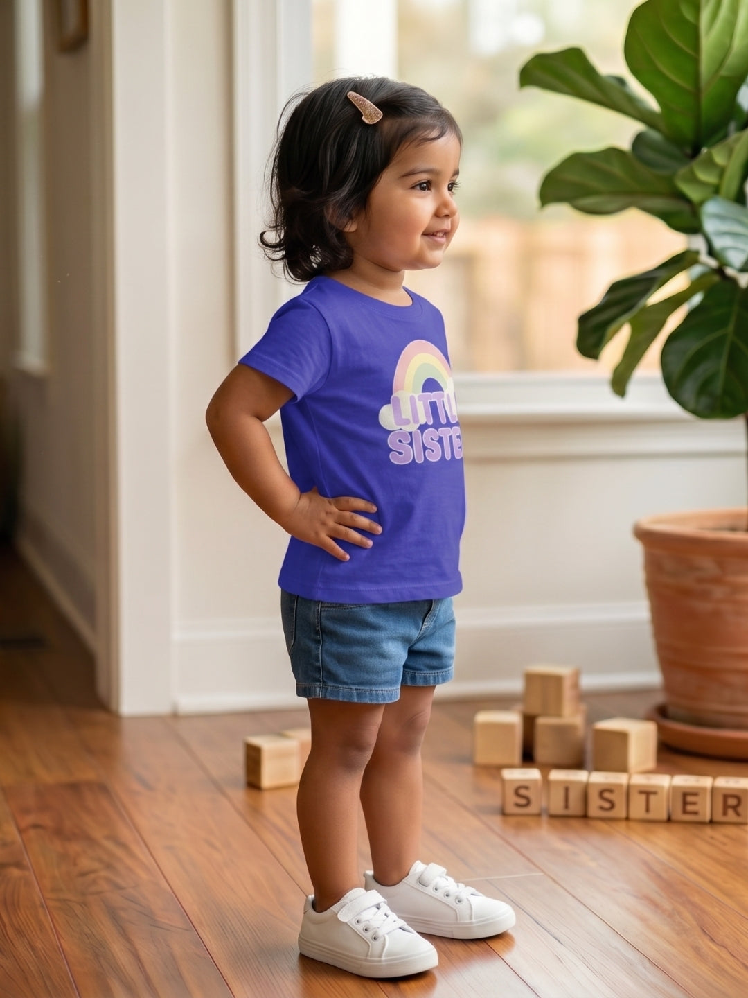 Little Sister Rainbow T-Shirt for Kids