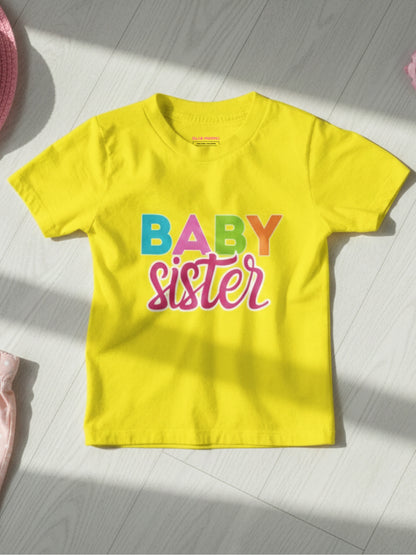 Baby Sister Typography Cotton T-Shirt for Kids