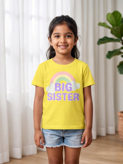 Big Sister Rainbow Printed Cotton T-Shirt for Kids
