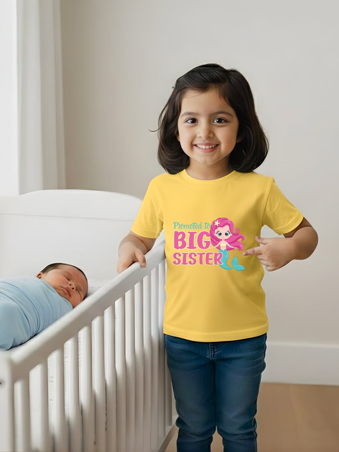 Promoted to Big Sister Mermaid Kids Cotton T-shirt