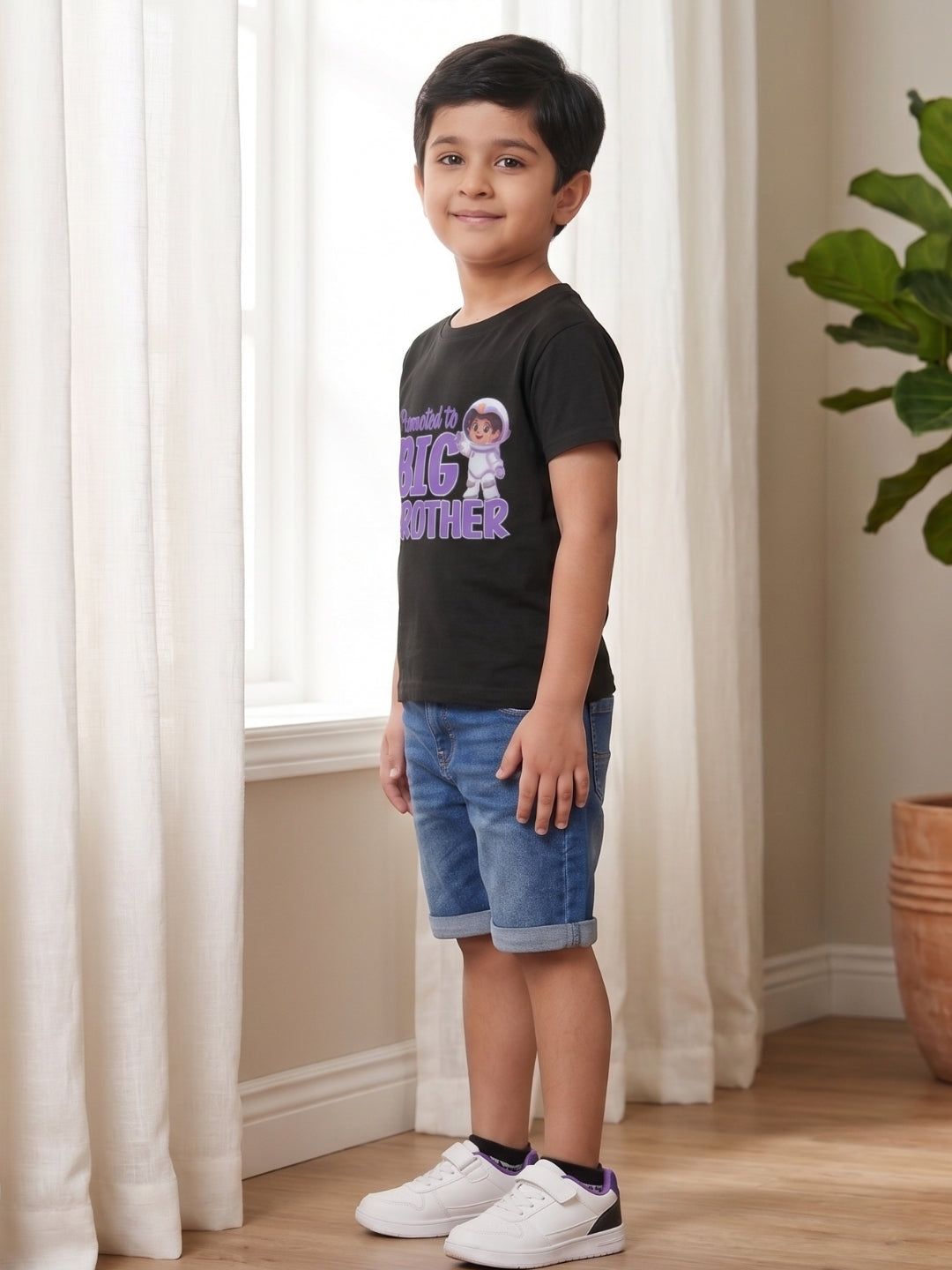 Promoted to Big Brother Astronaut Cotton T-Shirt for Kids