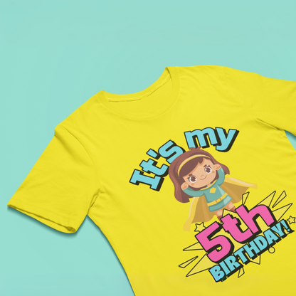 It's My 5th Birthday Supergirl Kids Cotton T-Shirt