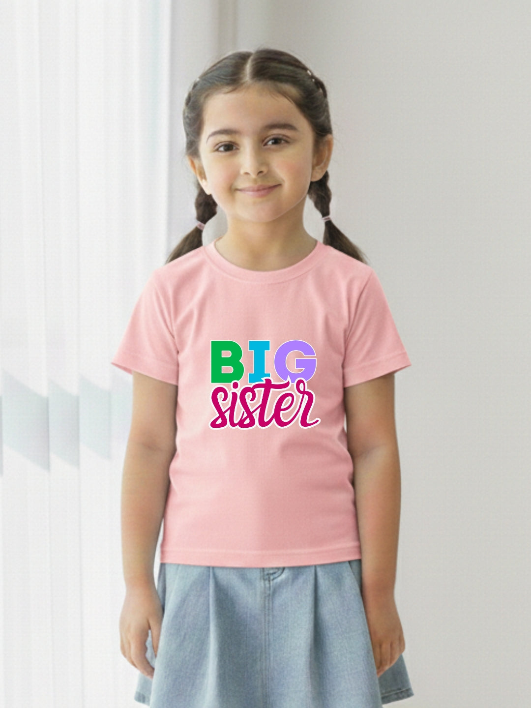 Big Sister Typography Cotton T-Shirt for Kids