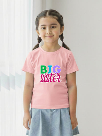 Big Sister Typography Cotton T-Shirt for Kids