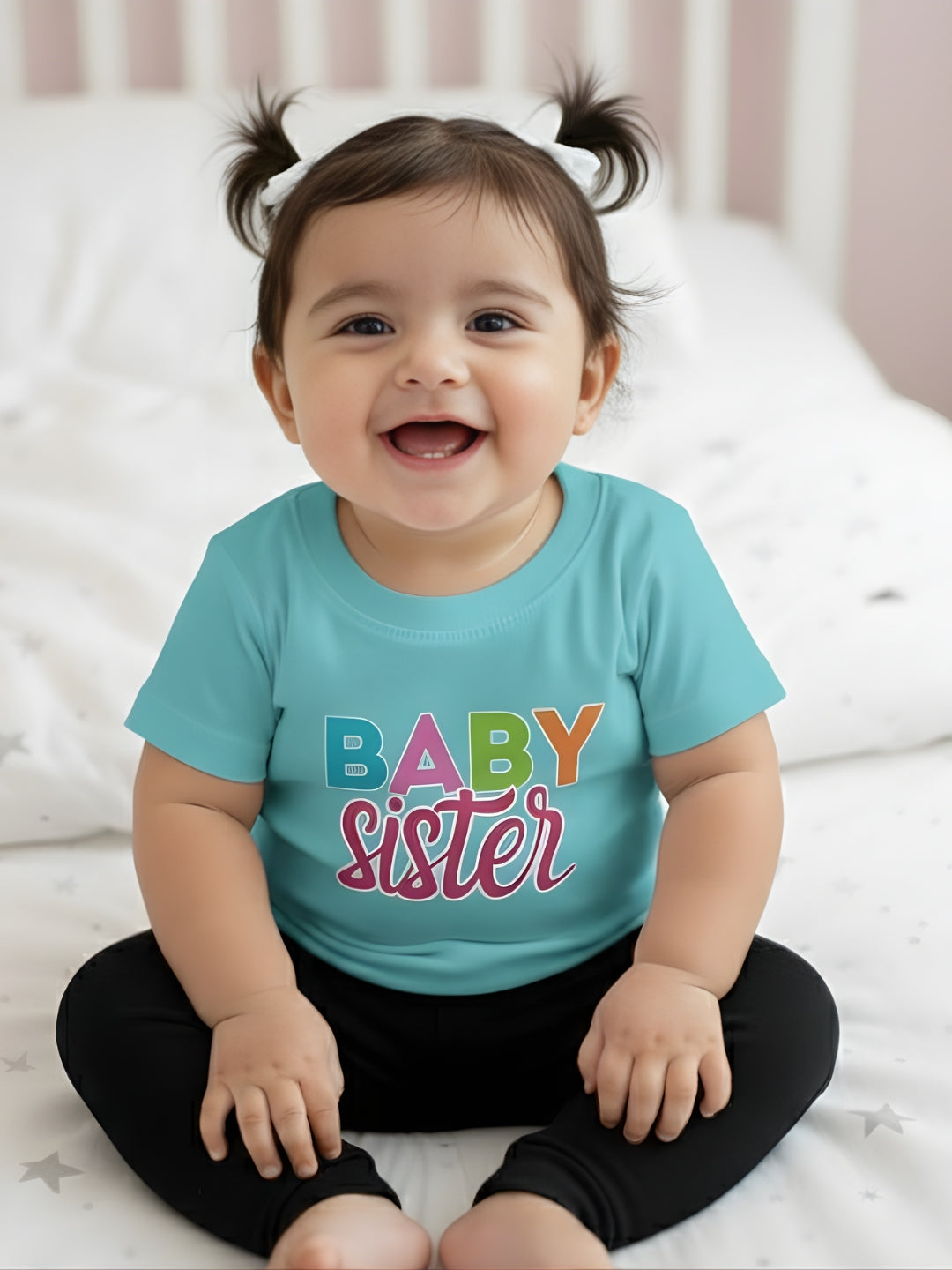 Baby Sister Typography Cotton T-Shirt for Kids