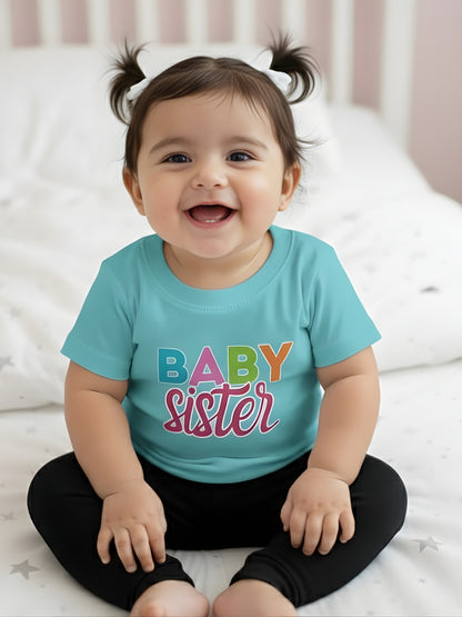 Baby Sister Typography Cotton T-Shirt for Kids