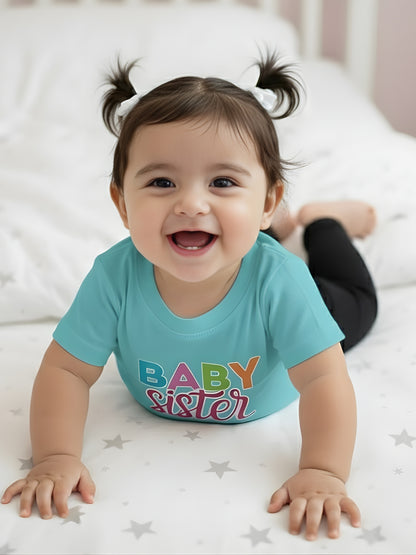 Baby Sister Typography Cotton T-Shirt for Kids