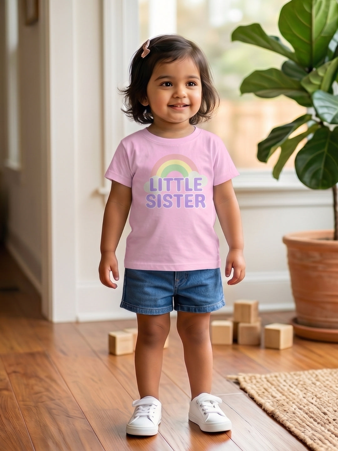 Little Sister Rainbow T-Shirt for Kids