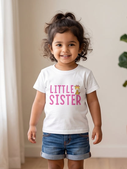 Little Sister Giraffe Print Kids T-shirt