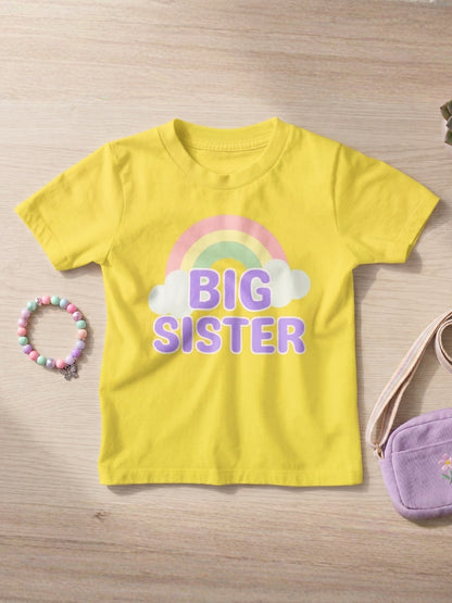 Big Sister Rainbow Printed Cotton T-Shirt for Kids