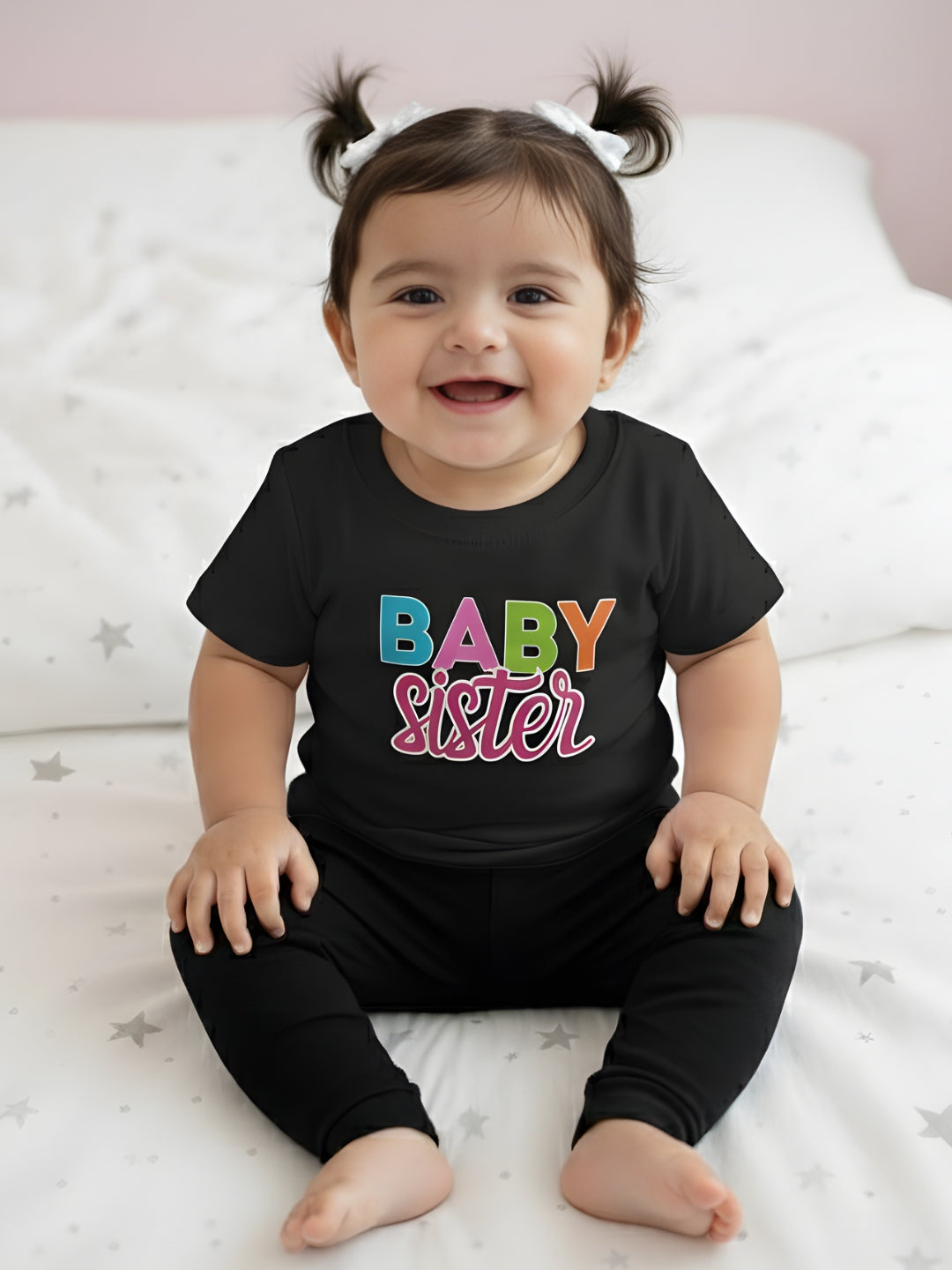 Baby Sister Typography Cotton T-Shirt for Kids