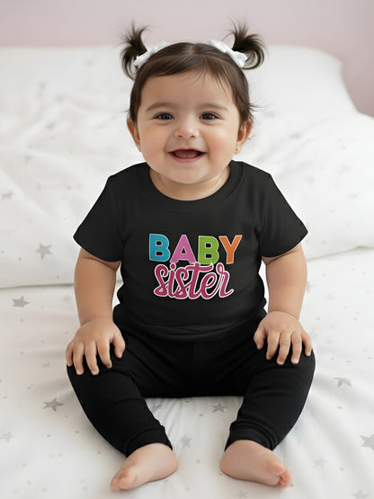 Baby Sister Typography Cotton T-Shirt for Kids