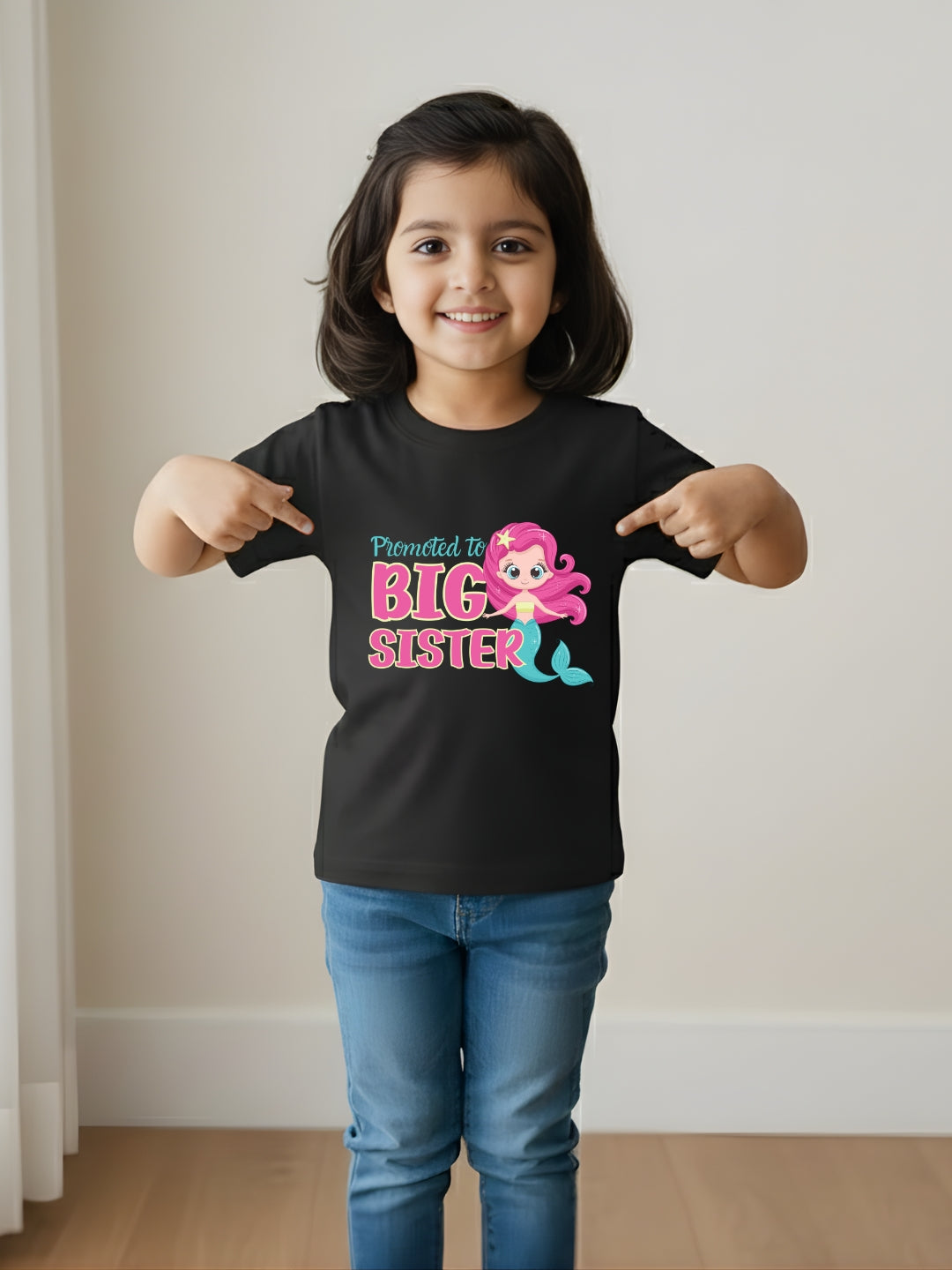 Promoted to Big Sister Mermaid Kids Cotton T-shirt