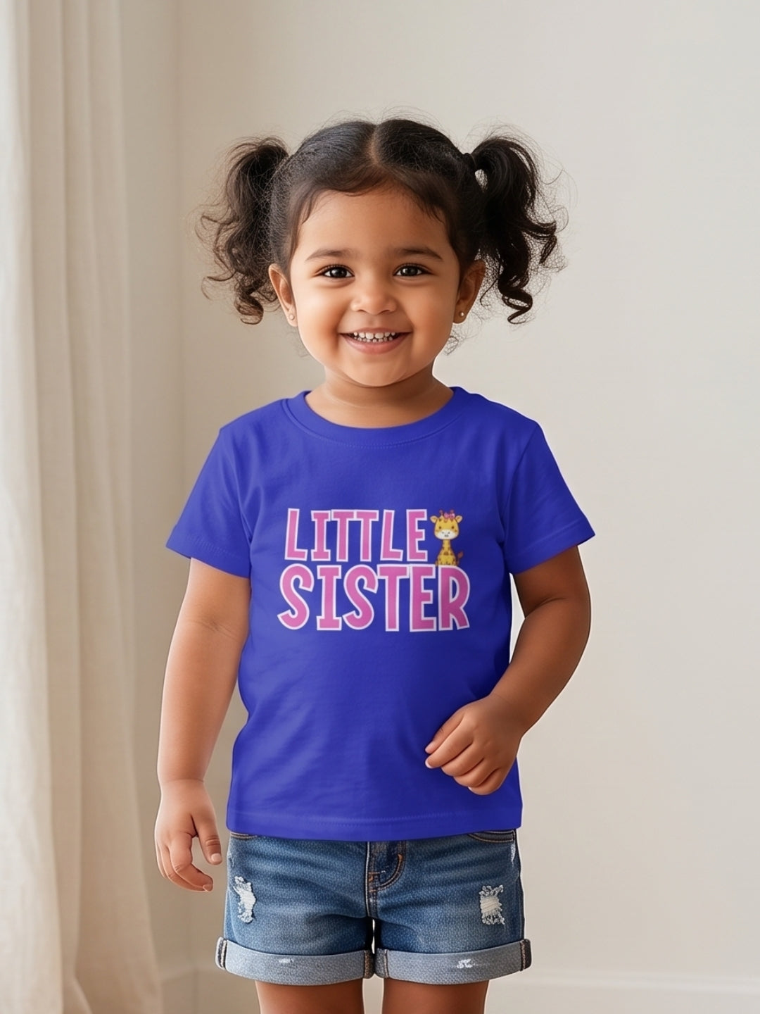 Little Sister Giraffe Print Kids T-shirt