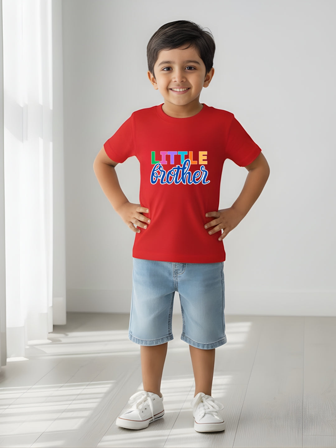 Little Brother Cotton T-Shirt for Kids Boys