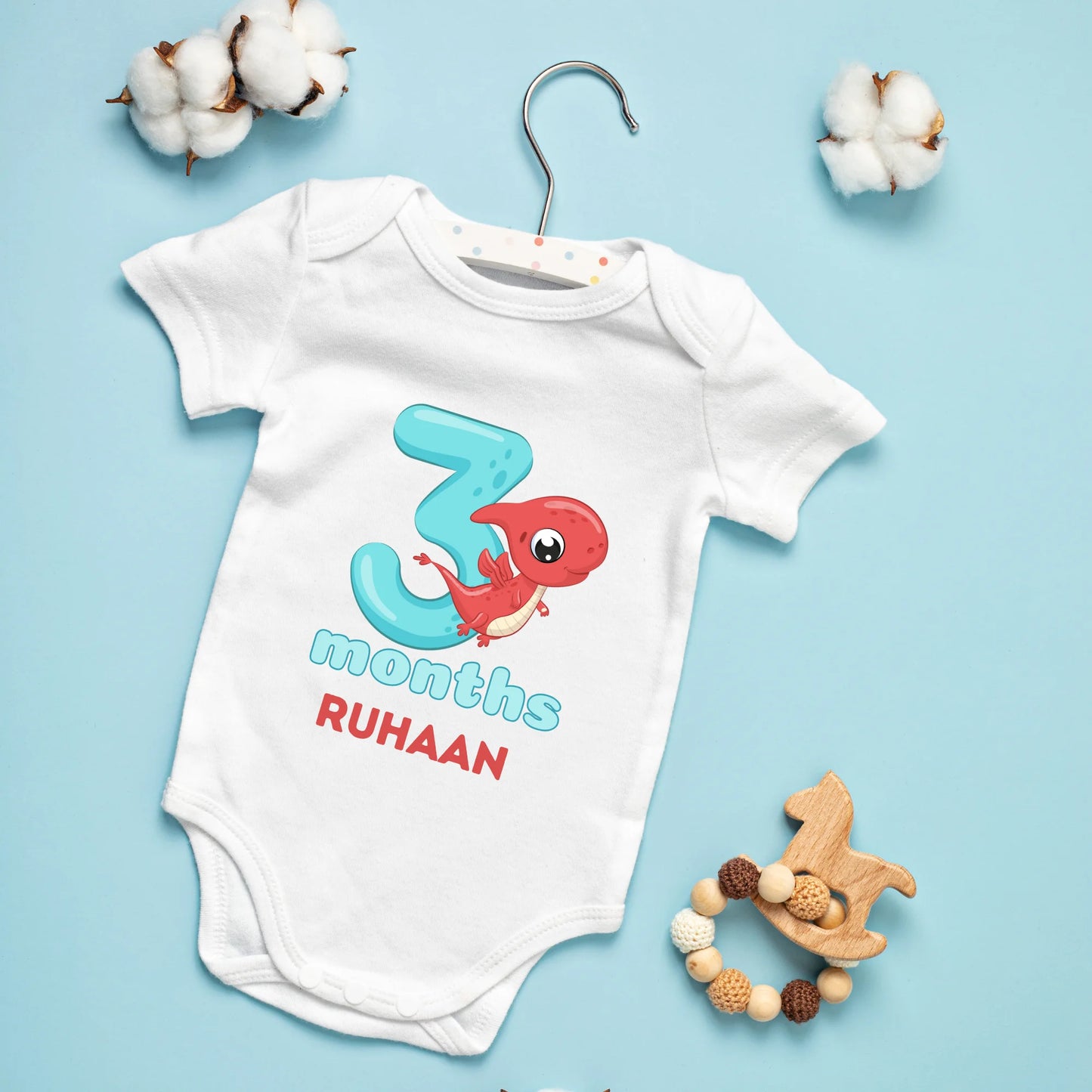 Monthly Birthday Dino Customised Baby Onesies