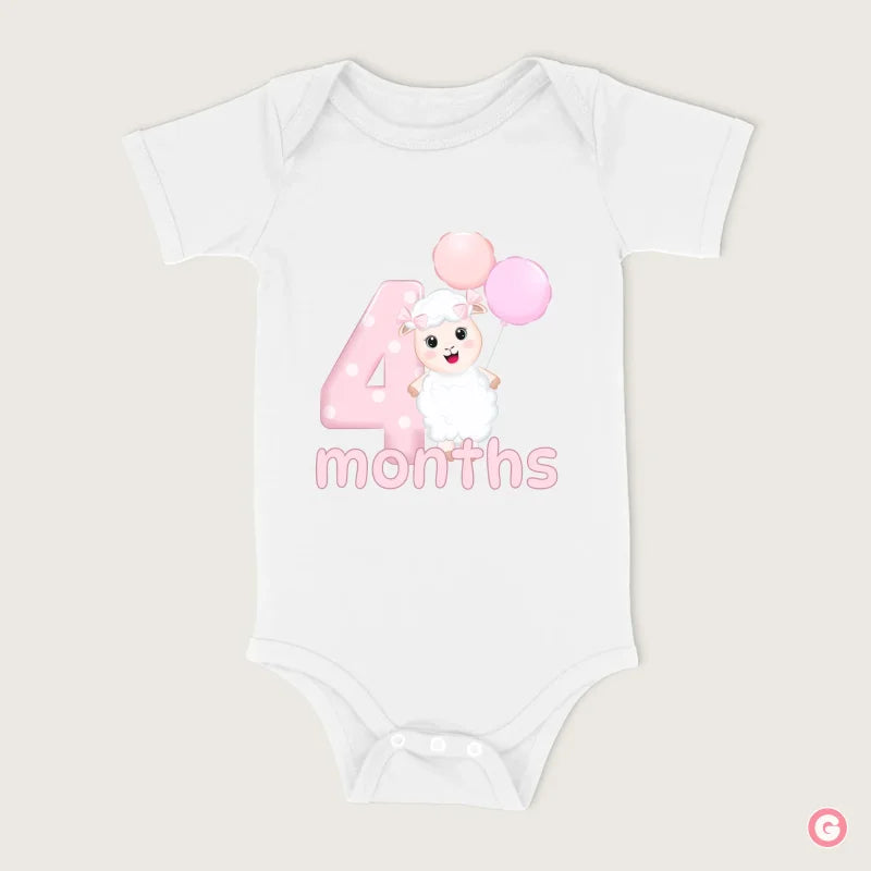 4 Months Sheep Cotton Baby Onesie - 3-6 M