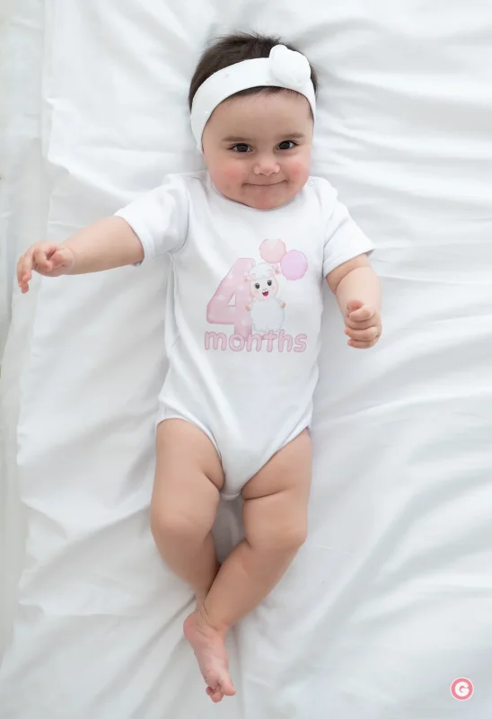 4 Months Sheep Cotton Baby Onesie - 3-6 M