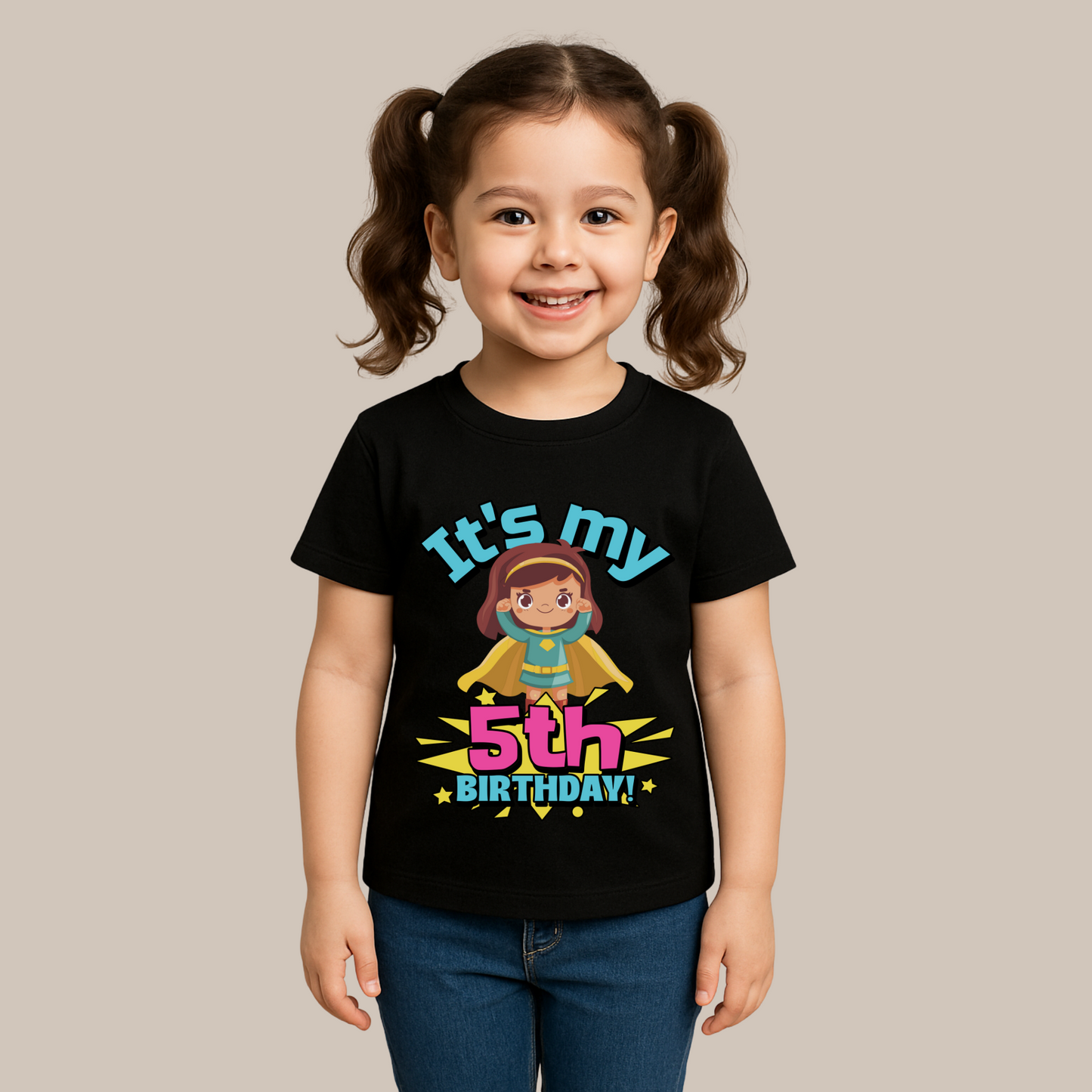 It's My 5th Birthday Supergirl Kids Cotton T-Shirt