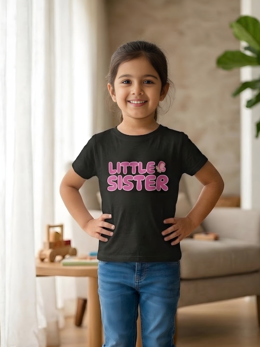 Little Sister Butterfly Kids Cotton T-shirt