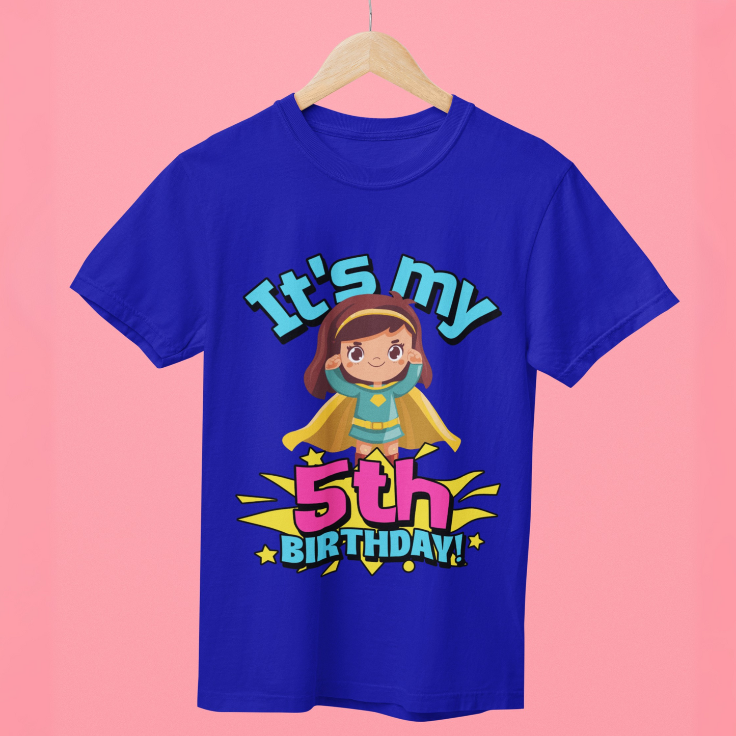 It's My 5th Birthday Supergirl Kids Cotton T-Shirt