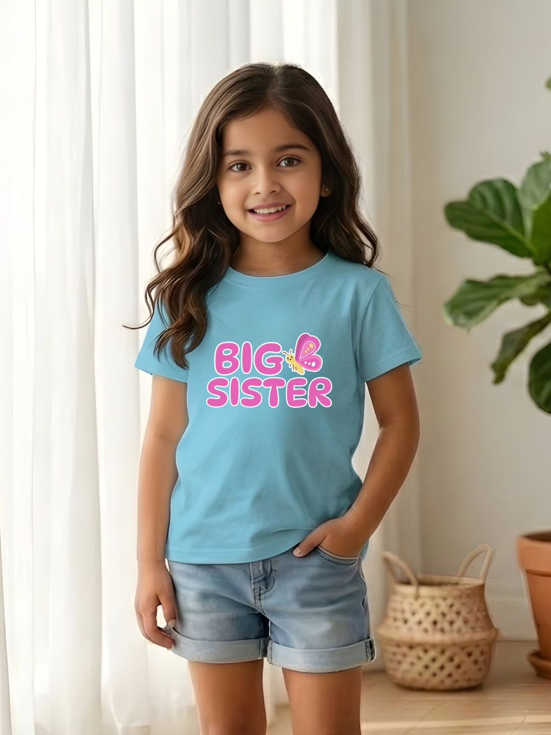 Big Sister Butterfly Kids Cotton T-shirt