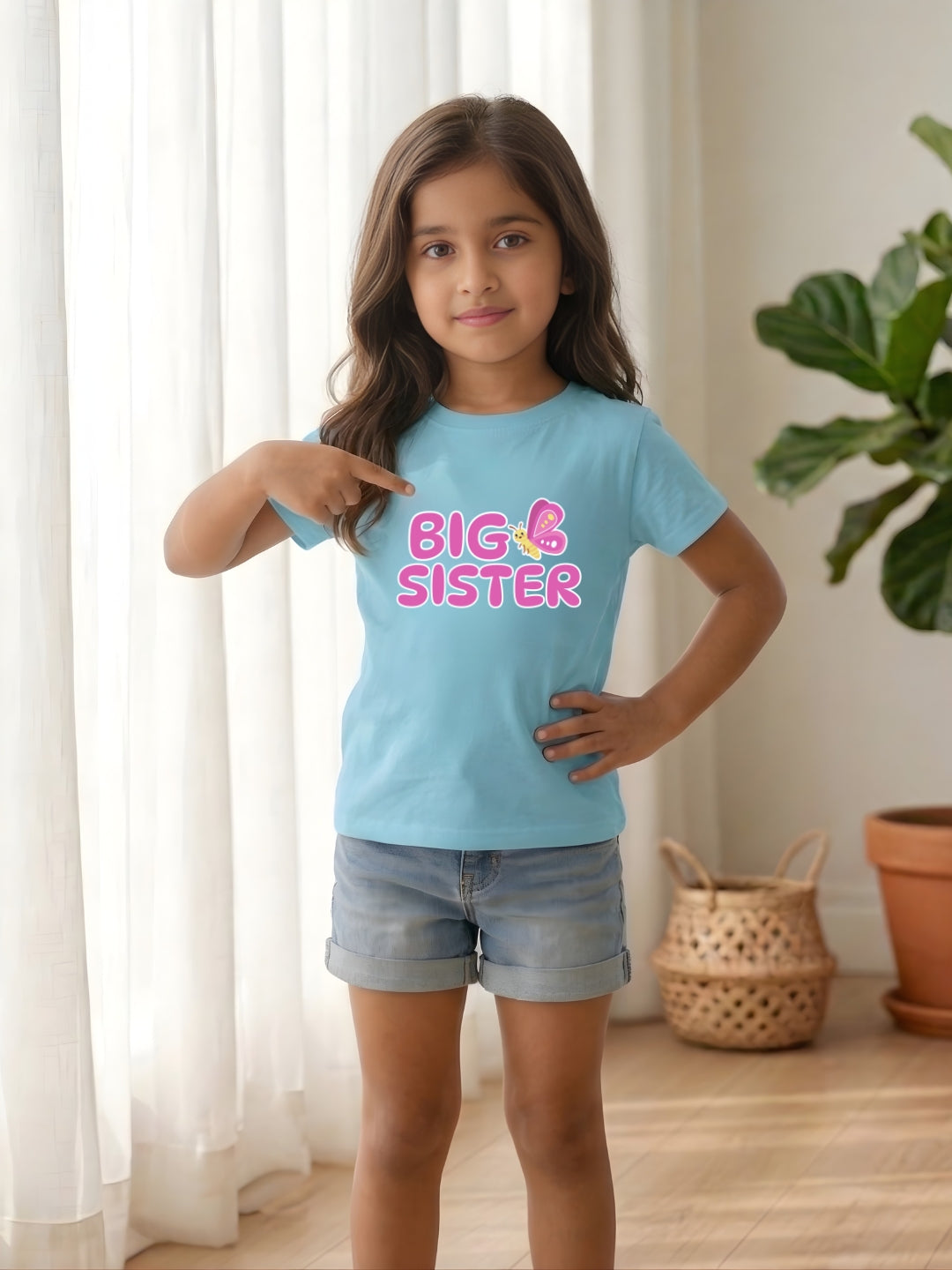 Big Sister Butterfly Kids Cotton T-shirt