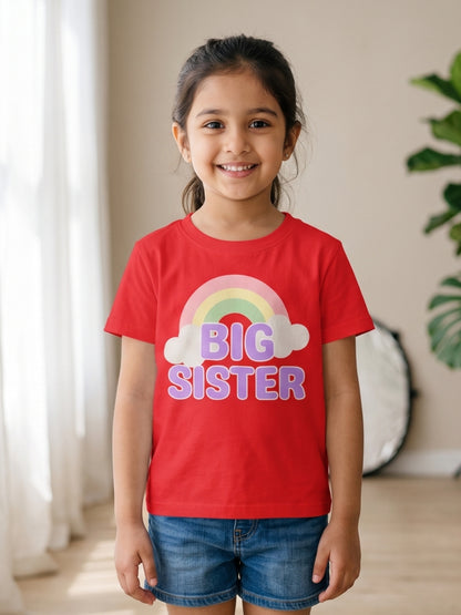 Big Sister Rainbow Printed Cotton T-Shirt for Kids