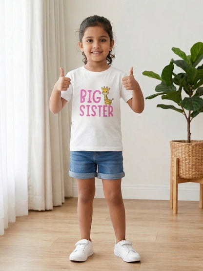 Big Sister Giraffe Print Kids T-shirt